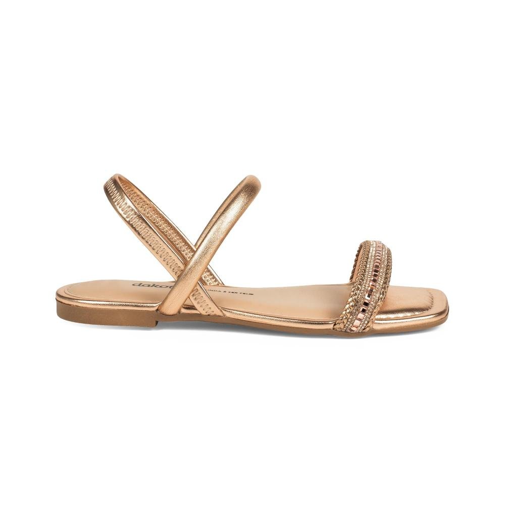 Sandália Dakota Rasteira Metalizada Feminina Y8892 Dourado 3
