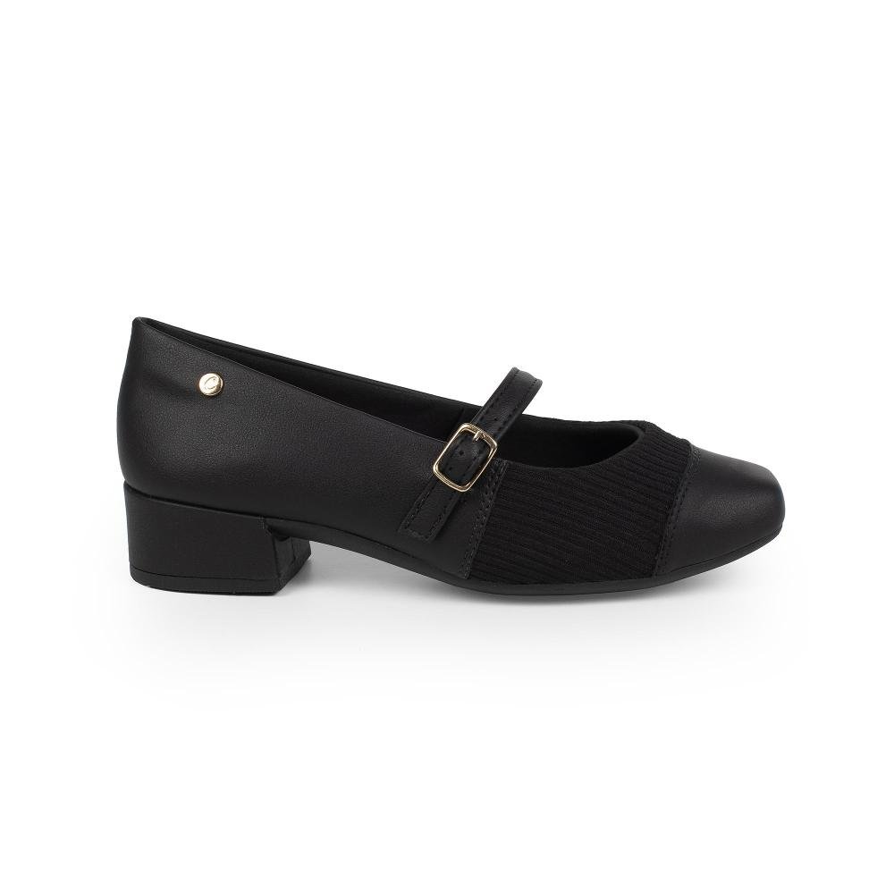Sapato Campesí Mary Jane de Salto Bloco Feminino L9837 Preto 3