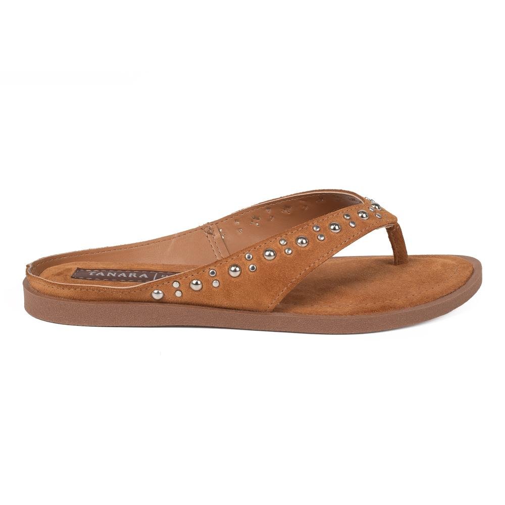 Chinelo Tanara Em Couro Feminina T9681 Caramelo 3