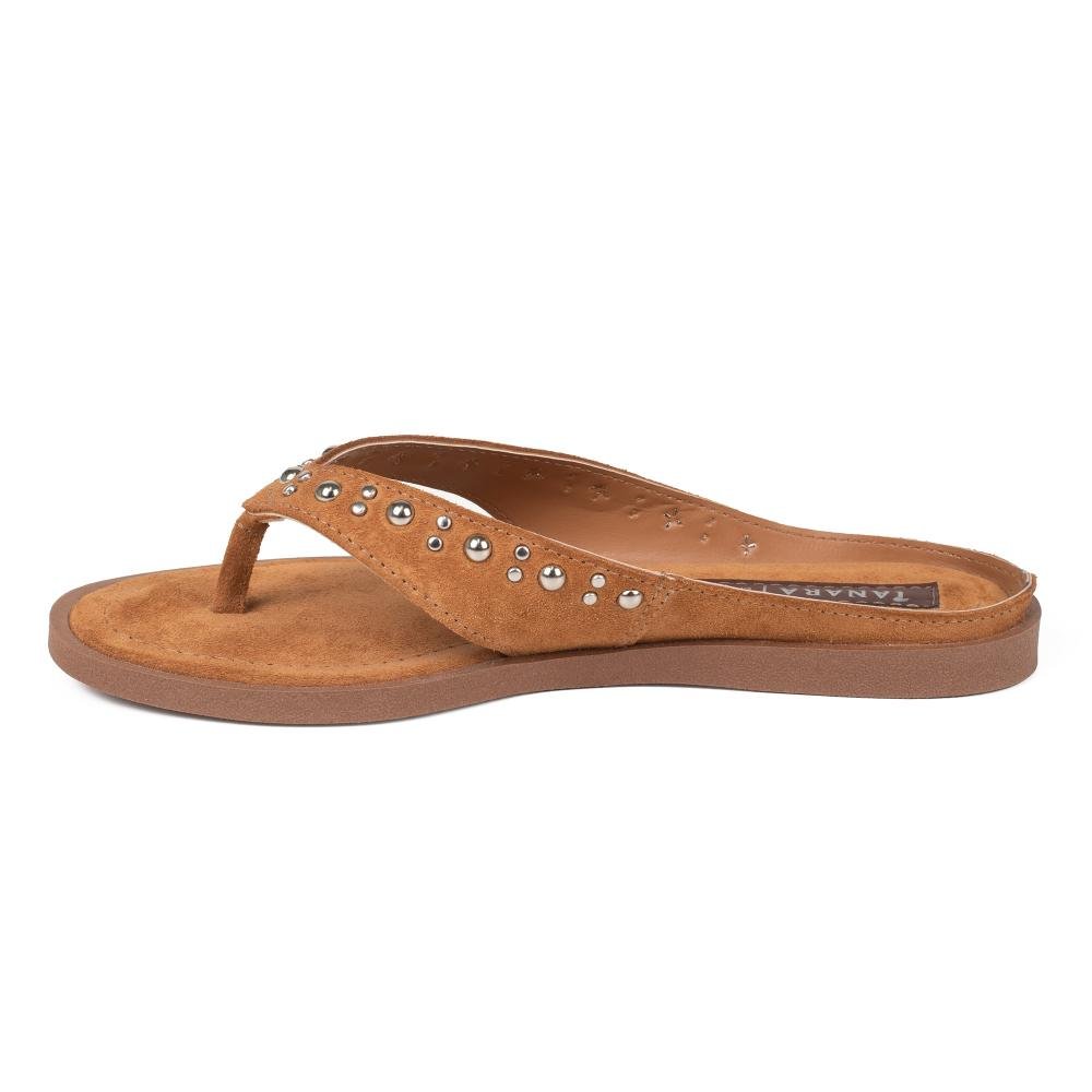 Chinelo Tanara Em Couro Feminina T9681 Caramelo 4
