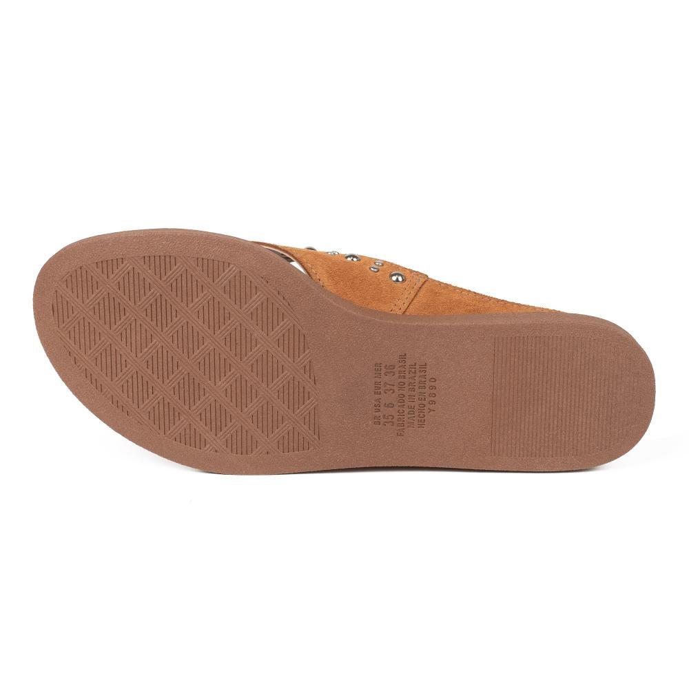 Chinelo Tanara Em Couro Feminina T9681 Caramelo 5