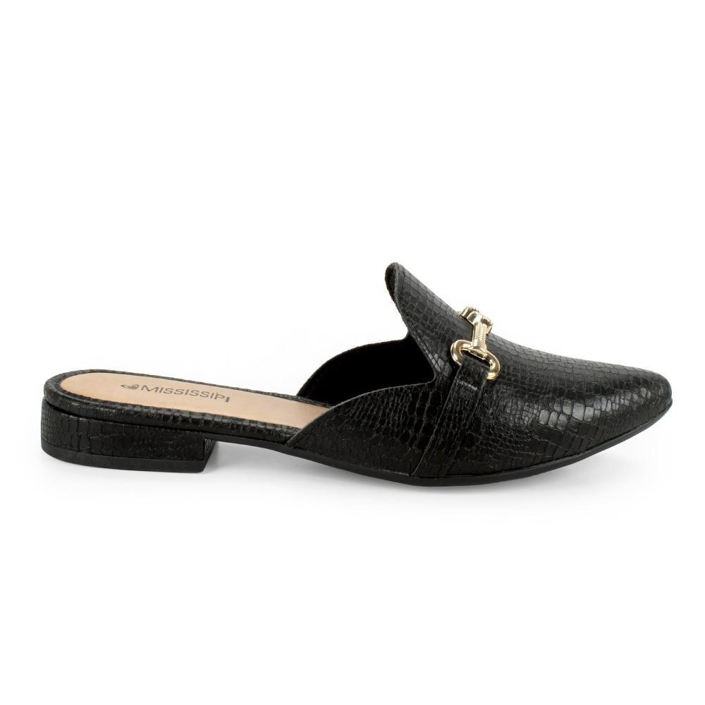 Mule Mississipi de Salto Baixo Feminino J1772 Preto 3