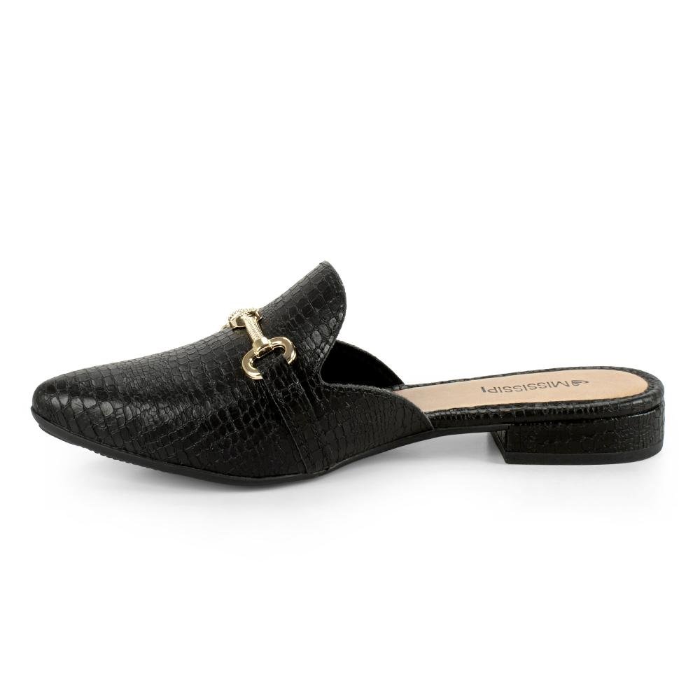 Mule Mississipi de Salto Baixo Feminino J1772 Preto 4