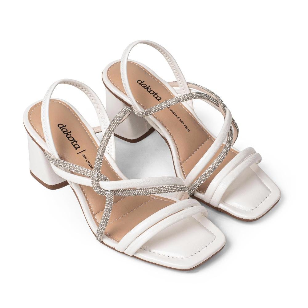 Sandália Dakota de Salto Bloco Feminina DC132 Branco 6