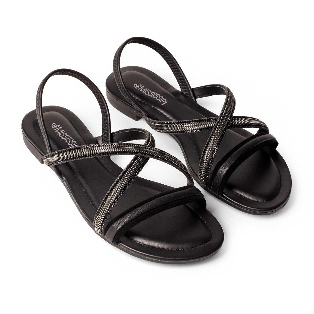 Sandália Mississipi Rasteira Feminina J0962 Preto 6