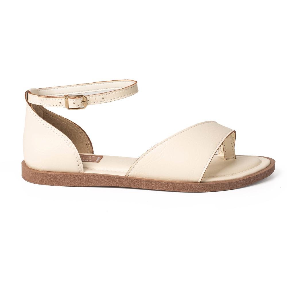 Sandália Tanara Rasteira Feminina T9682 Off White 4