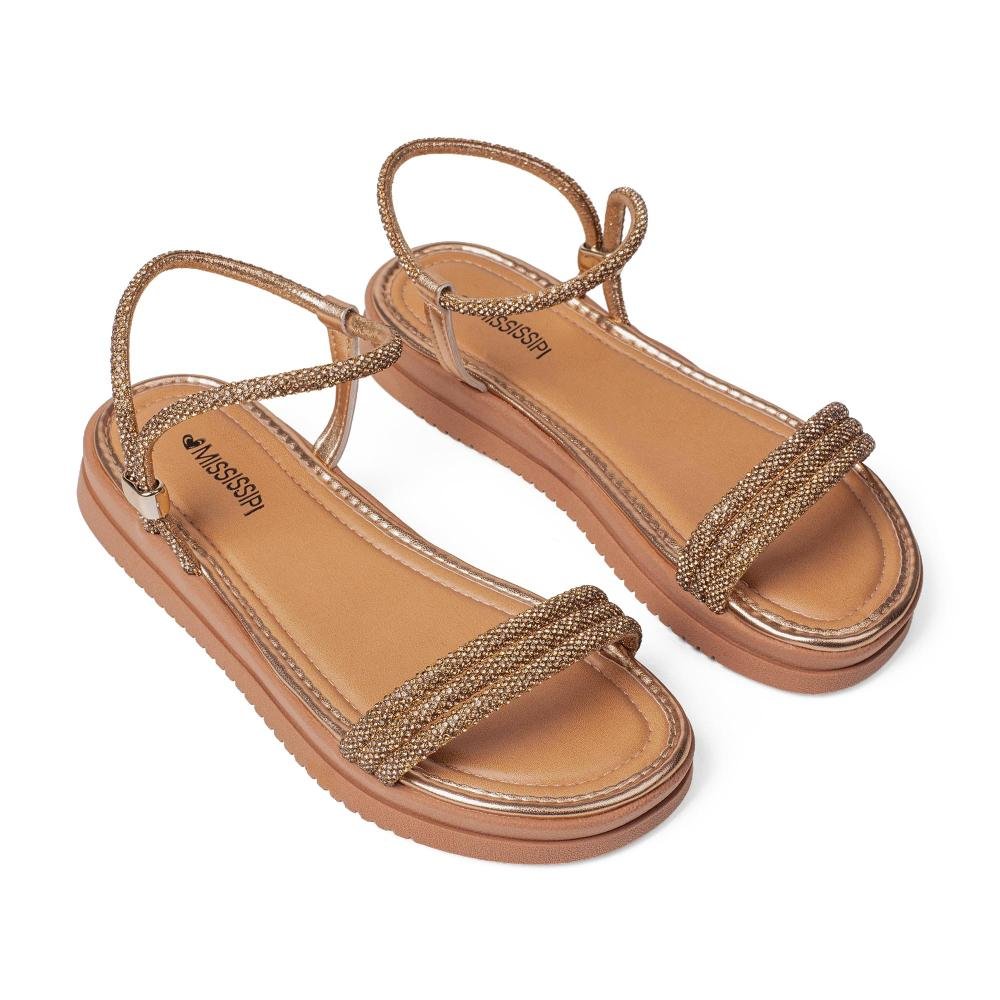 Sandália Mississipi Flatform Metalizada Feminina MF033 Bronze 6