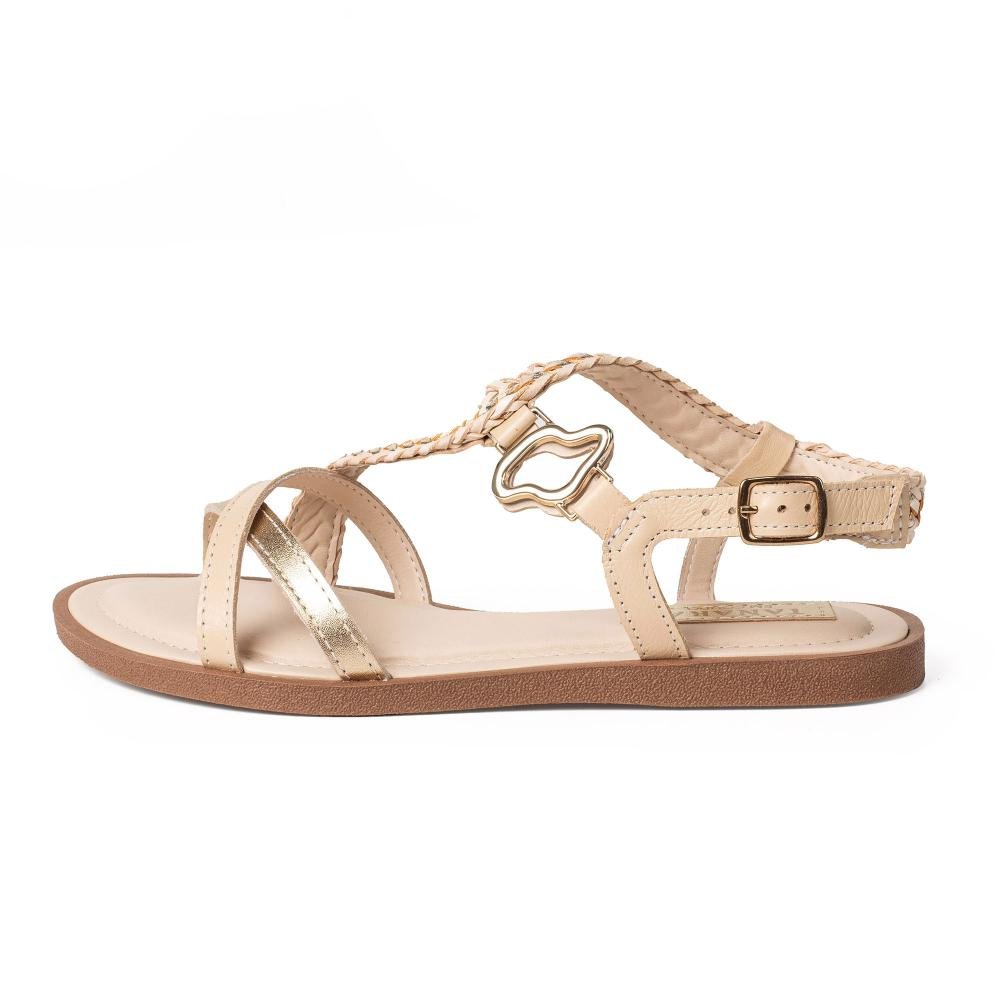 Sandália Tanara Em Couro Rasteira Feminina T9683 Off White 4