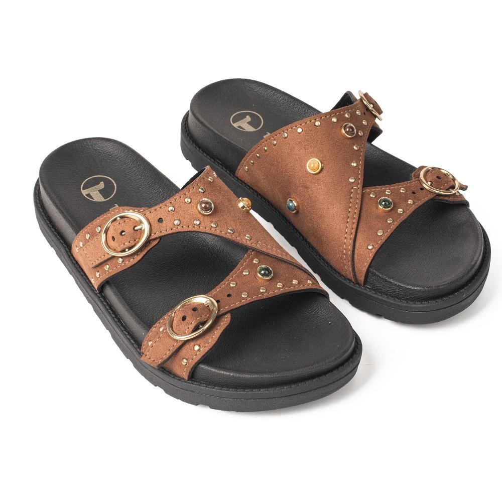 Slide Tanara Flatform Feminino T9701 Marrom 6