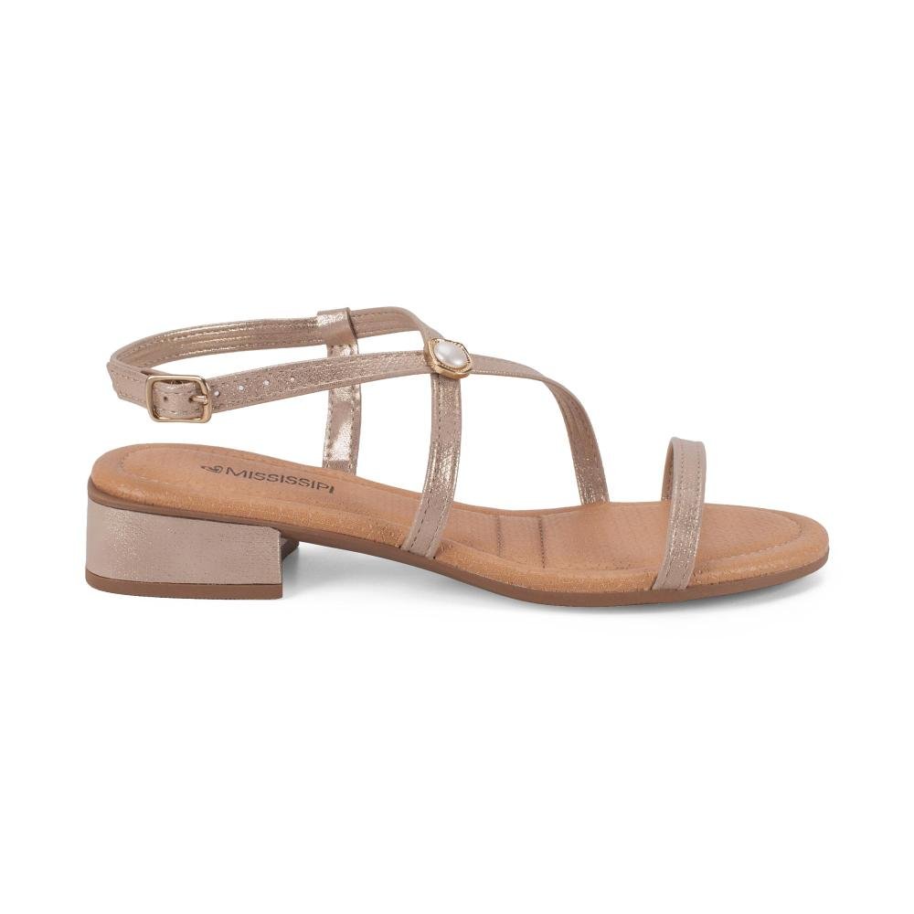 Sandália Mississipi de Salto Baixo Feminina J2692 Bege 3