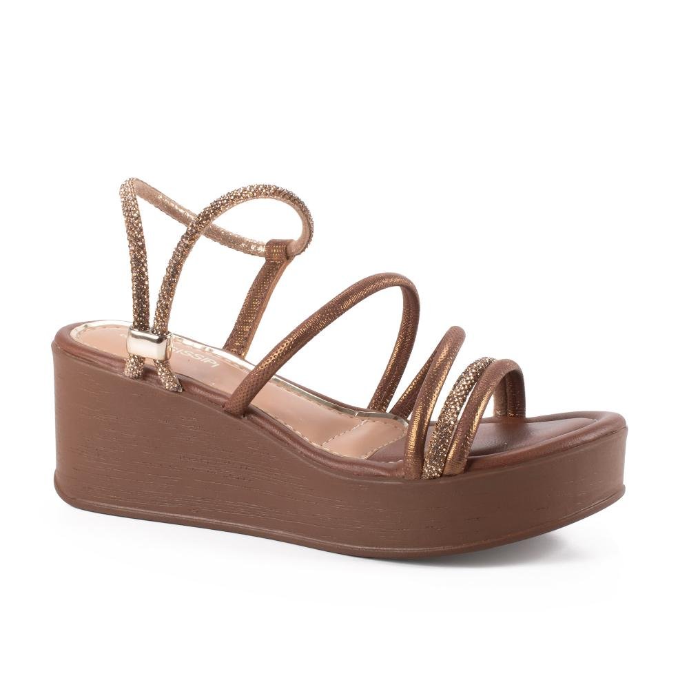 Sandália Mississipi Anabela Metalizada Feminina J1803