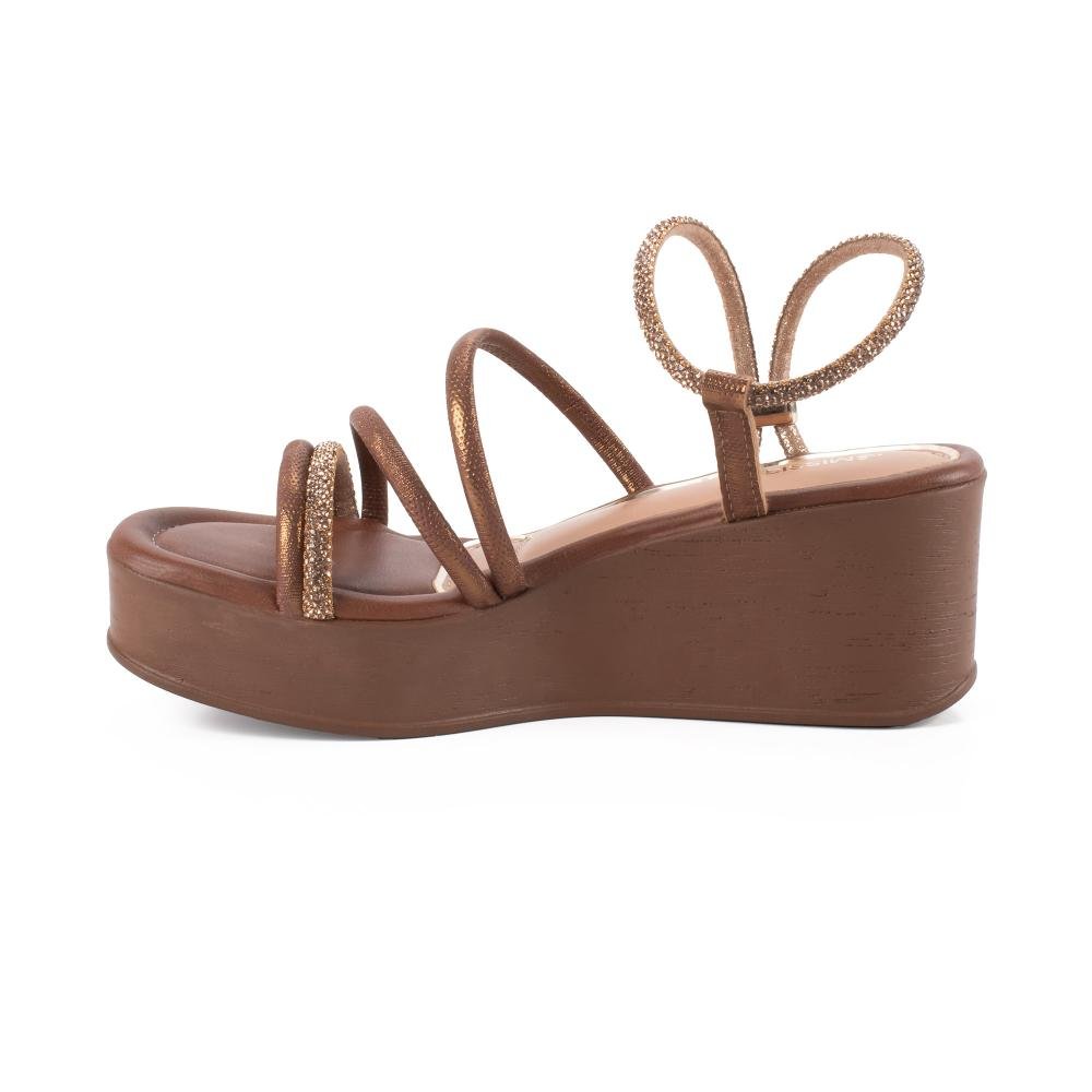 Sandália Mississipi Anabela Metalizada Feminina J1803 Bronze 4