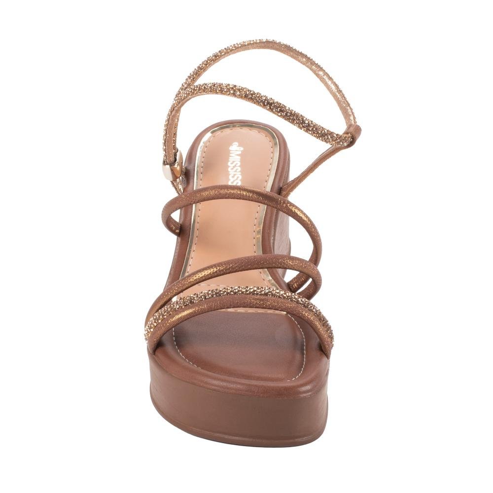 Sandália Mississipi Anabela Metalizada Feminina J1803 Bronze 6
