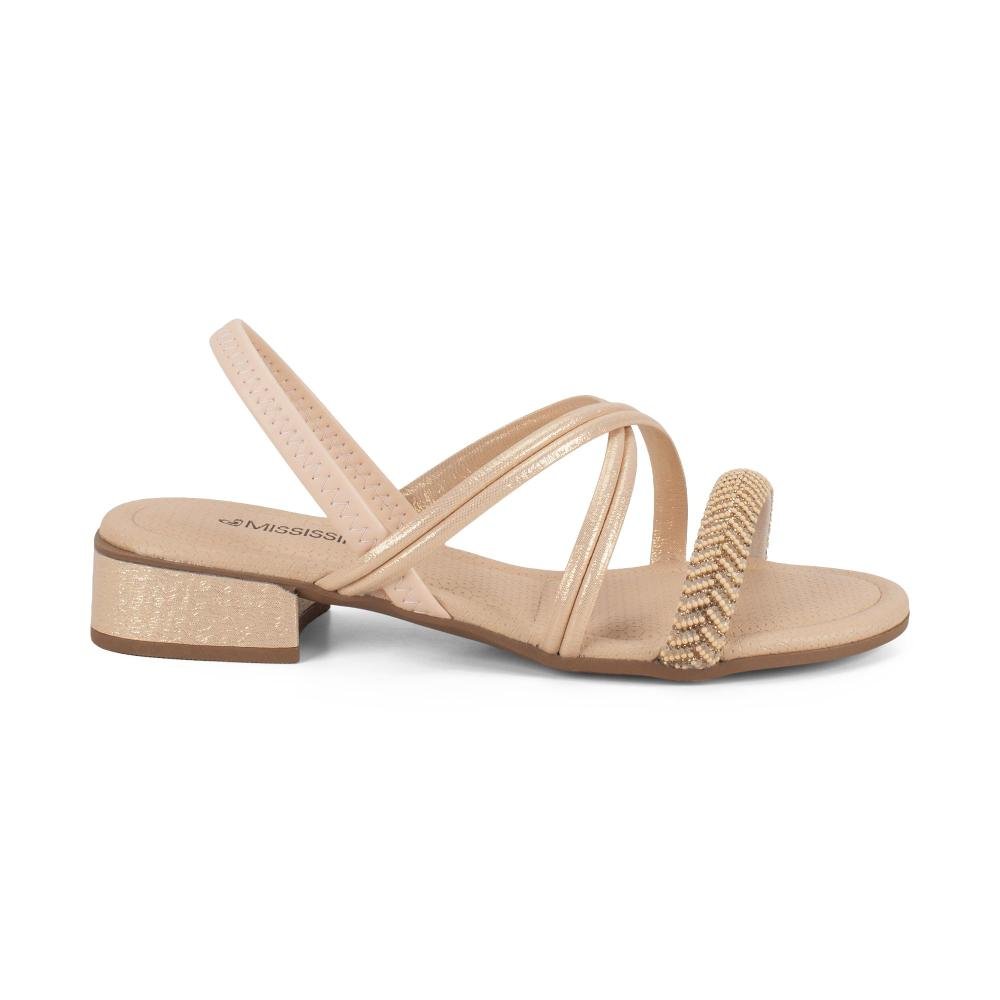 Sandália Mississipi de Salto Baixo Feminina J2693 Bege 3