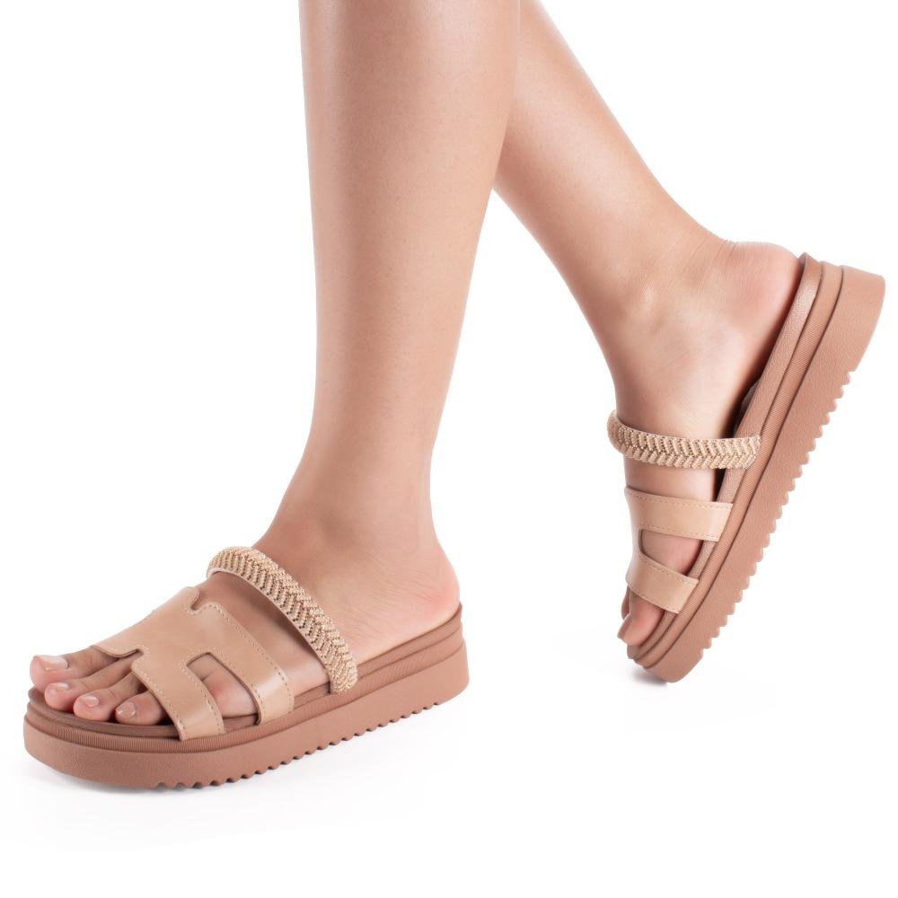 Slide Mississipi Flatform Feminino J2741 Bege 2