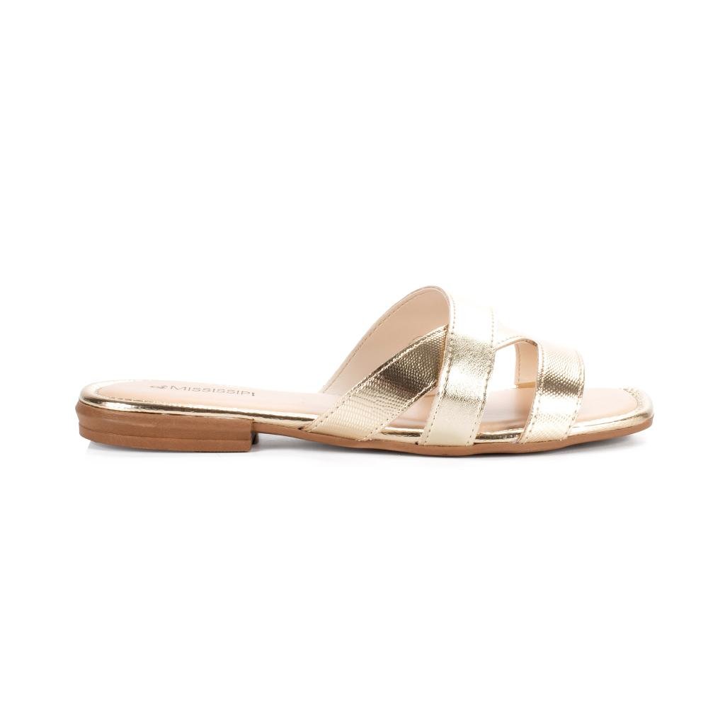 Slide Mississipi Metalizado Feminino J2663 Ouro 3