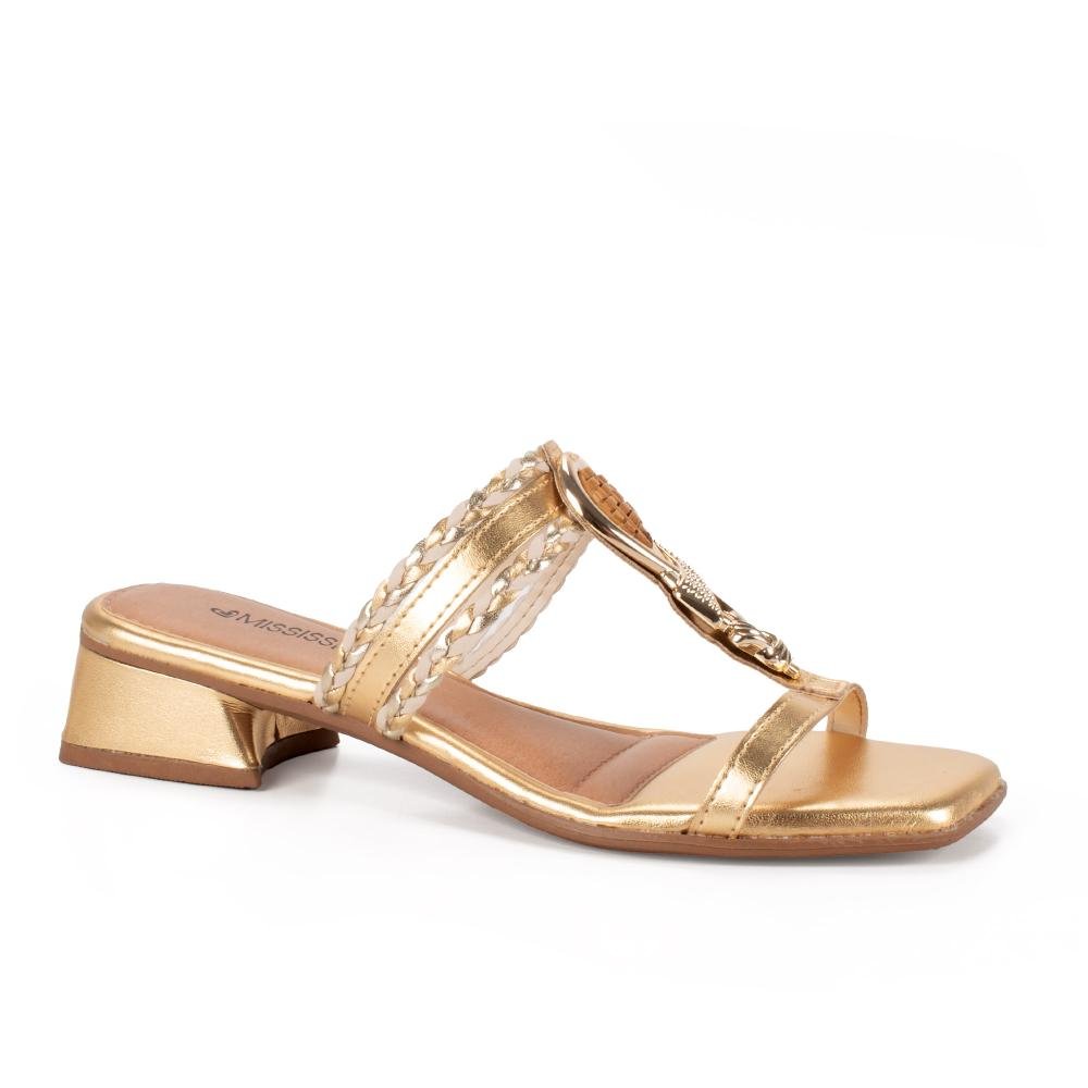 Tamanco Mississipi de Salto Bloco Metalizado Feminino J2523