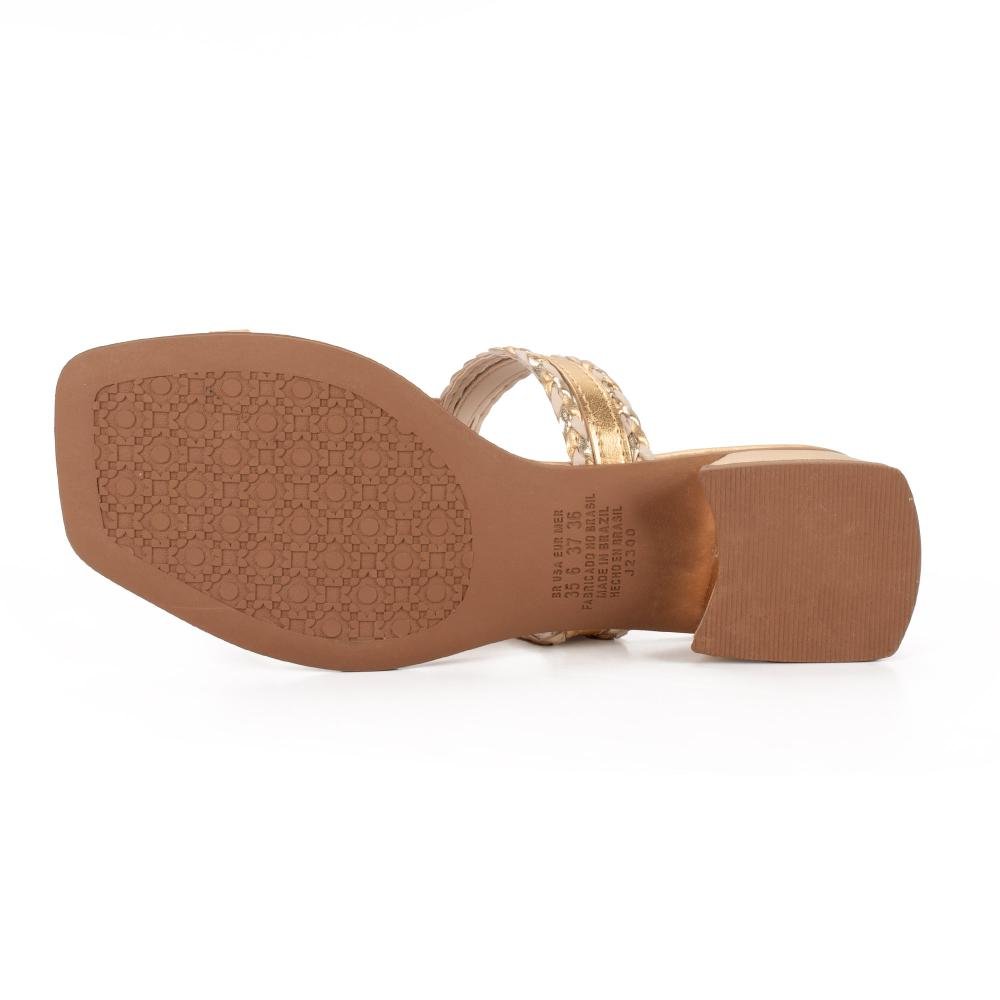 Tamanco Mississipi de Salto Bloco Metalizado Feminino J2523 Ouro 5