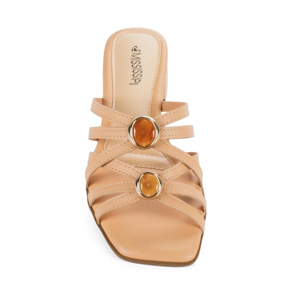 Tamanco Mississipi de Salto Bloco Feminino J2301 Bege 5