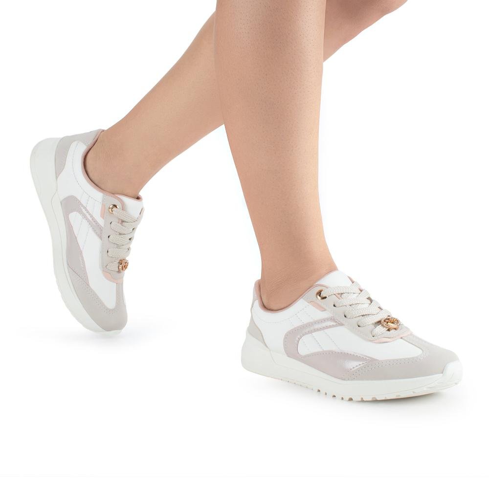 Tênis Mississipi Jogging Feminino J0704 Branco/Bege 2