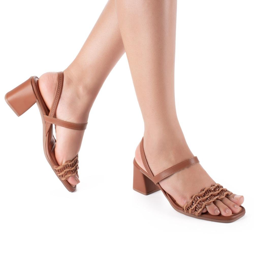 Sandália Mississipi de Salto Bloco Feminina J2102 Castanho 2