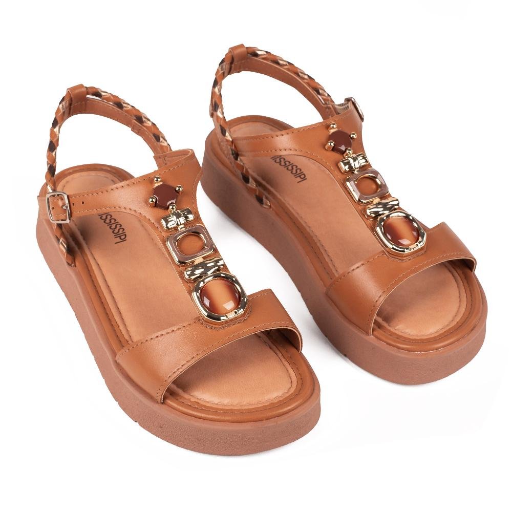 Sandália Mississipi Flatform Feminina J2011 Caramelo 6