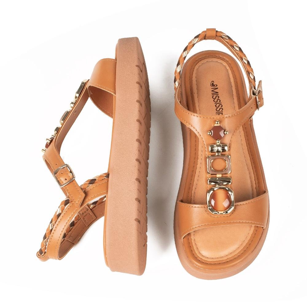 Sandália Mississipi Flatform Feminina J2011 Caramelo 8
