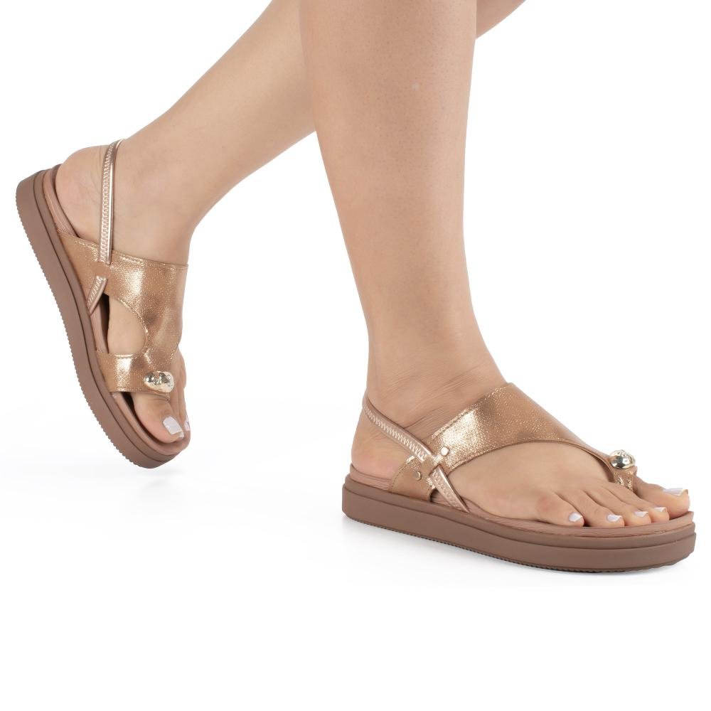 Sandália Mississipi Flatform Metalizada Feminina J1992 Dourado 2