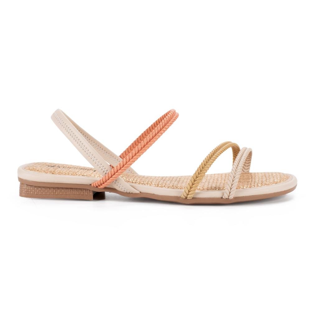 Sandália Mississipi Rasteira Feminina J2062 Off White/Laranja 3