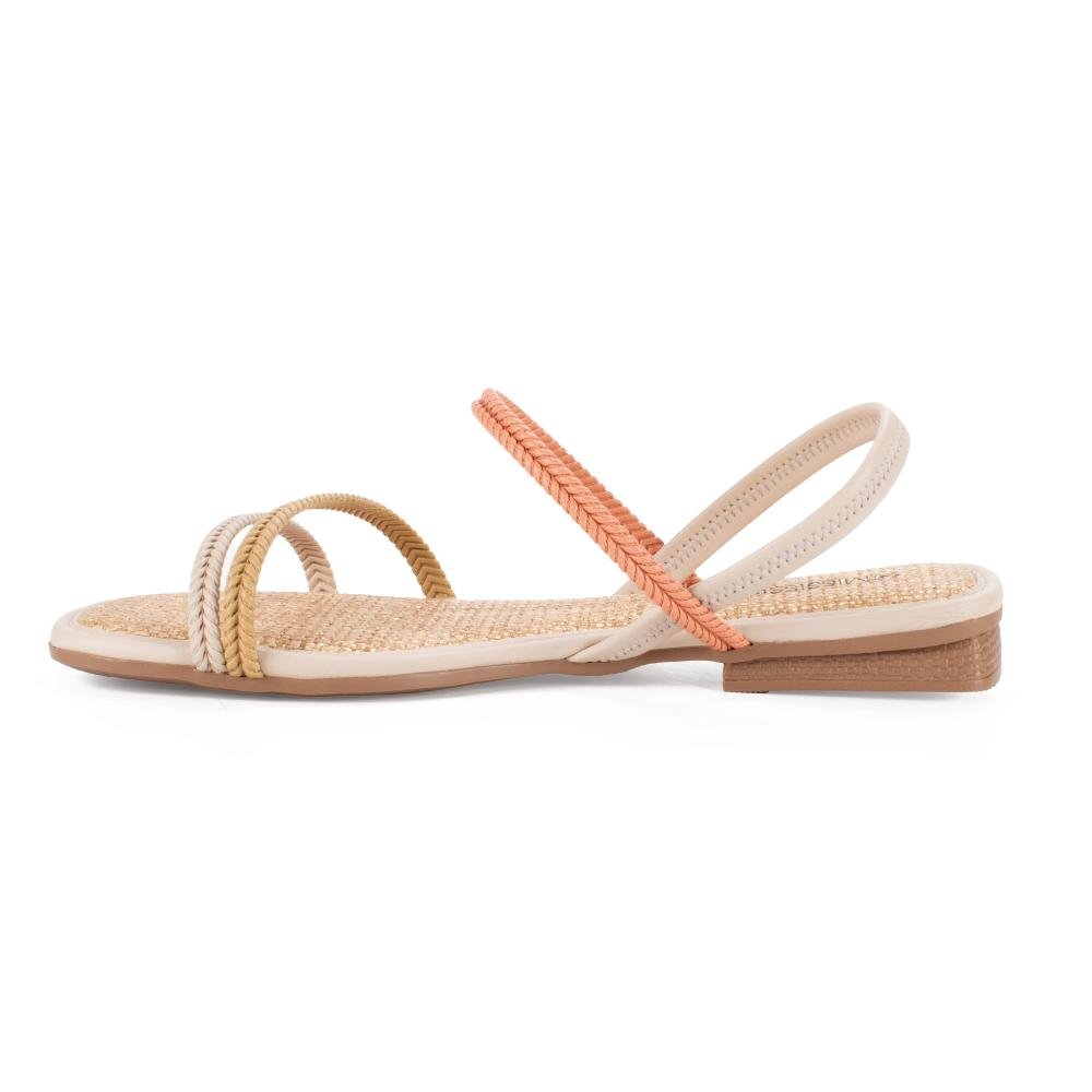 Sandália Mississipi Rasteira Feminina J2062 Off White/Laranja 4