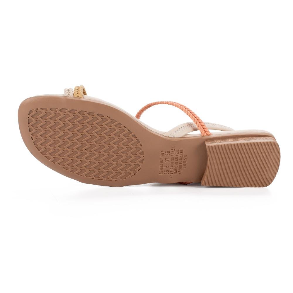 Sandália Mississipi Rasteira Feminina J2062 Off White/Laranja 5