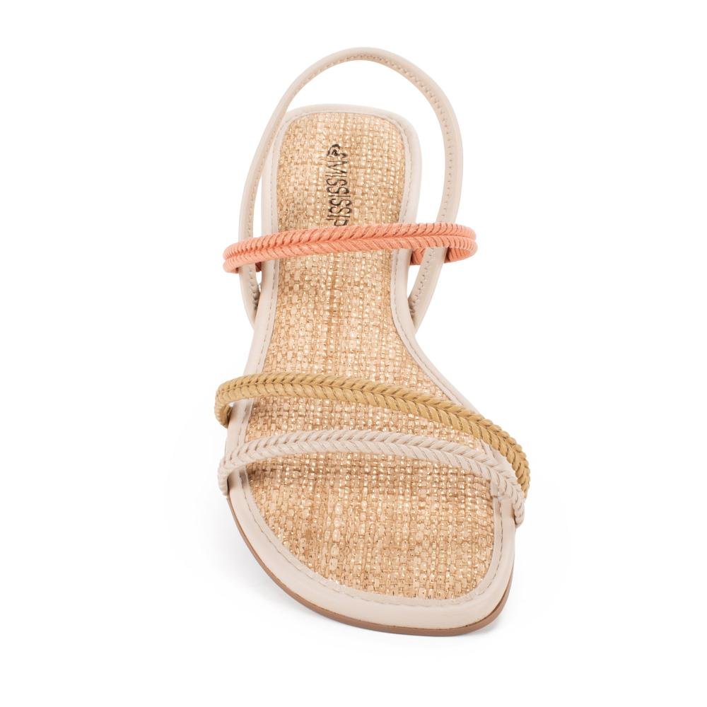 Sandália Mississipi Rasteira Feminina J2062 Off White/Laranja 6