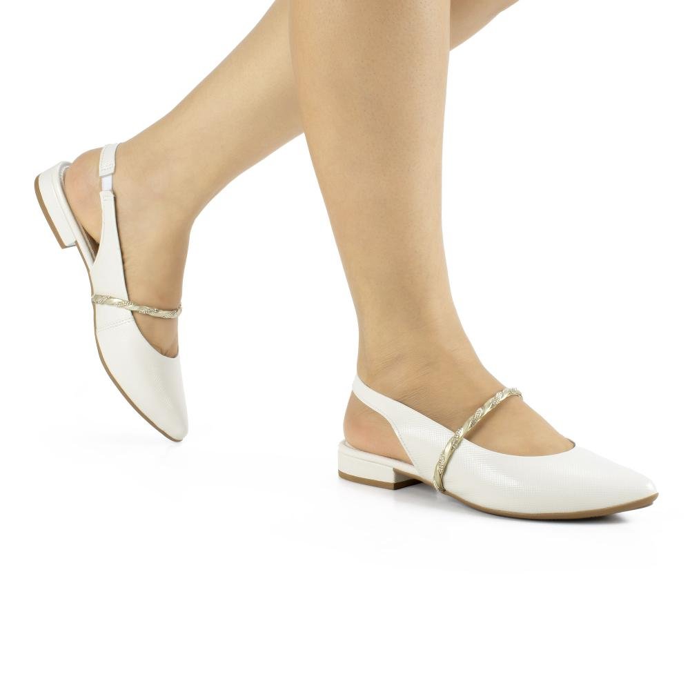 Sapato Mississipi de Salto Baixo Feminino J2262 Off White 2