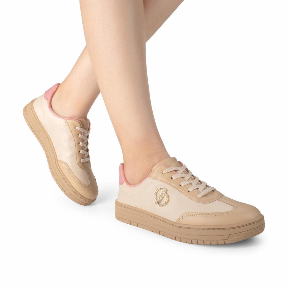 Tênis Dakota Casual Feminino D2655 Bege/rosa 2