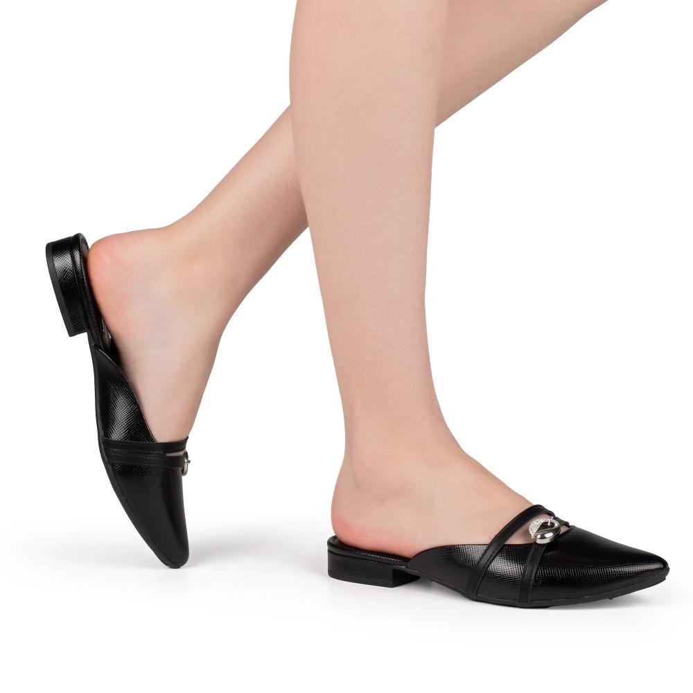 Mule Mississipi de Salto Baixo Feminino J2263 Preto 2