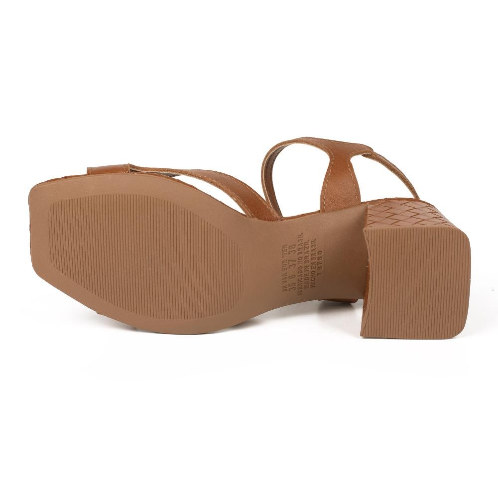 Scarpin Tanara Em Couro de Salto Bloco Feminina T9852 Caramelo 5