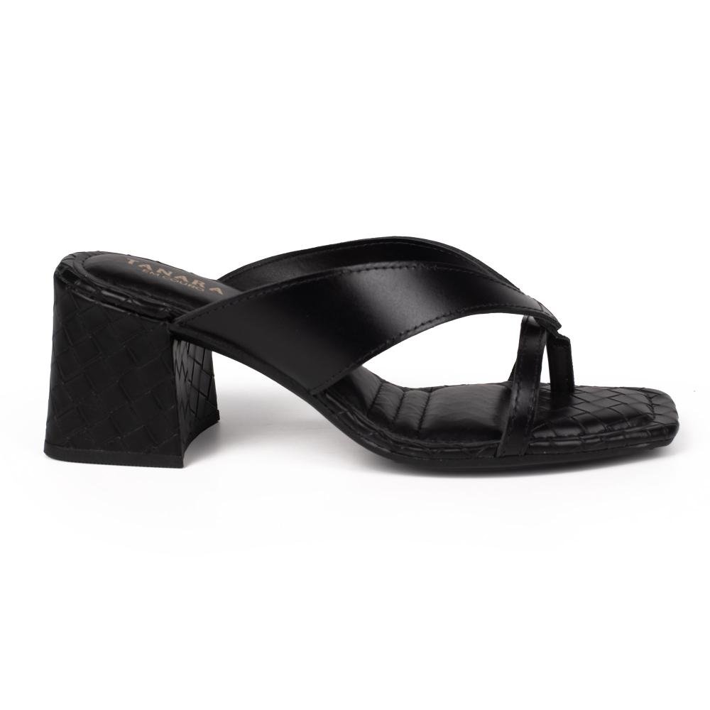 Tamanco Tanara Em Couro de Salto Bloco Feminino T9851 Preto 3