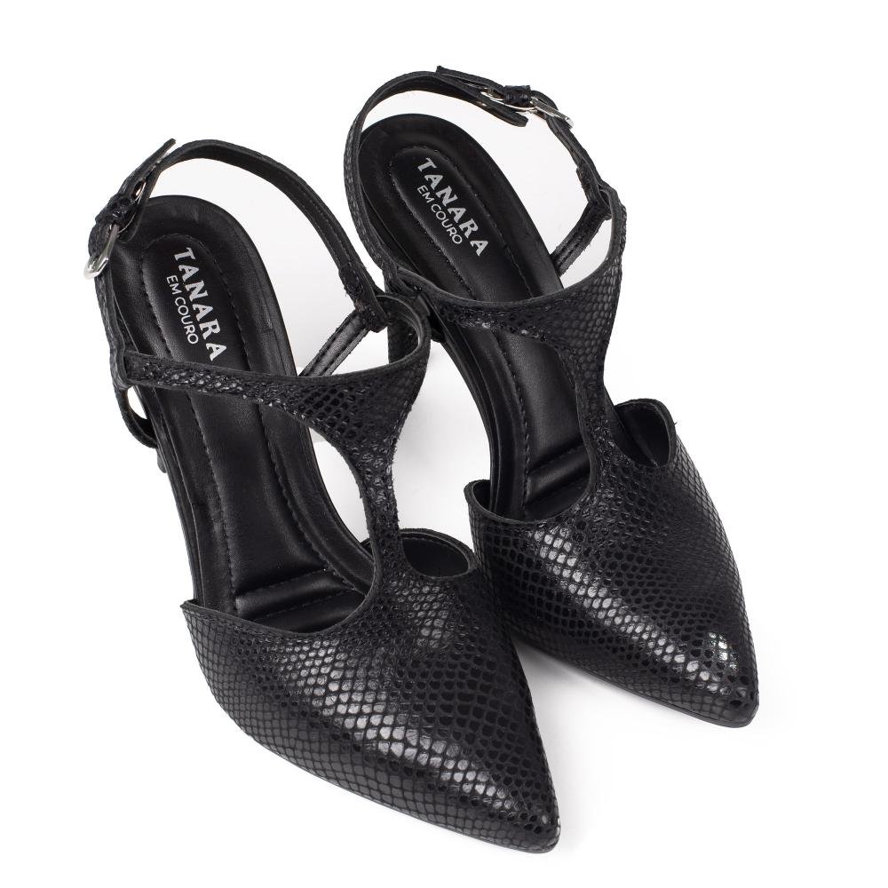 Scarpin Tanara Em Couro de Salto Alto Feminino T9842 Preto 6