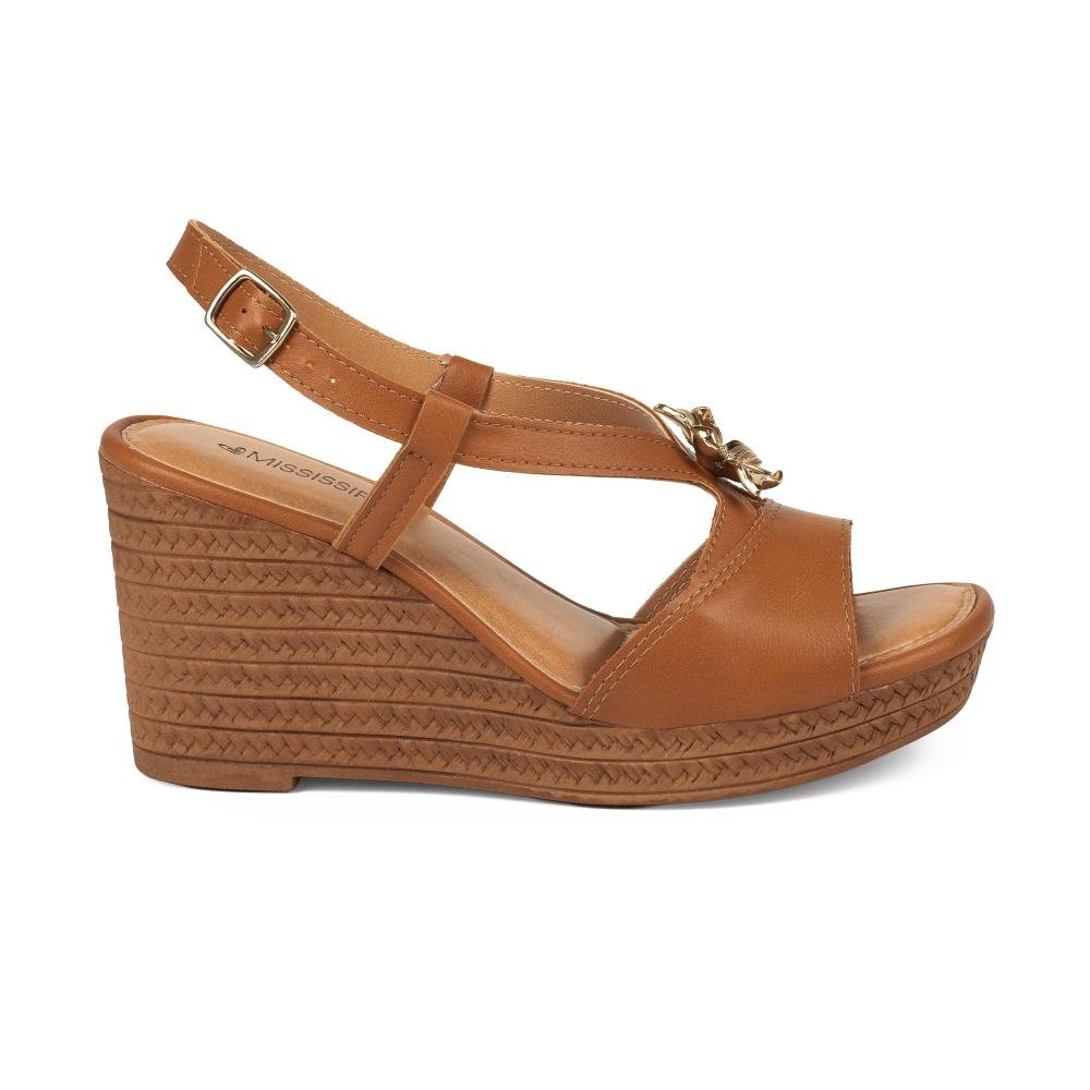 Sandália Mississipi Anabela Feminina J2581 Caramelo 3