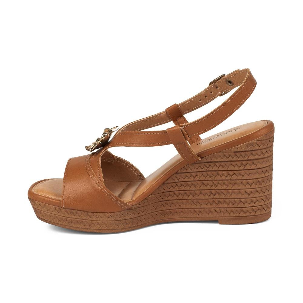 Sandália Mississipi Anabela Feminina J2581 Caramelo 4