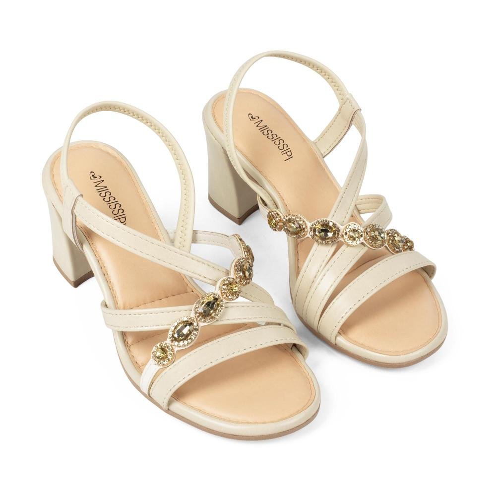 Sandália Mississipi de Salto Bloco Feminina J2721 Off White 6