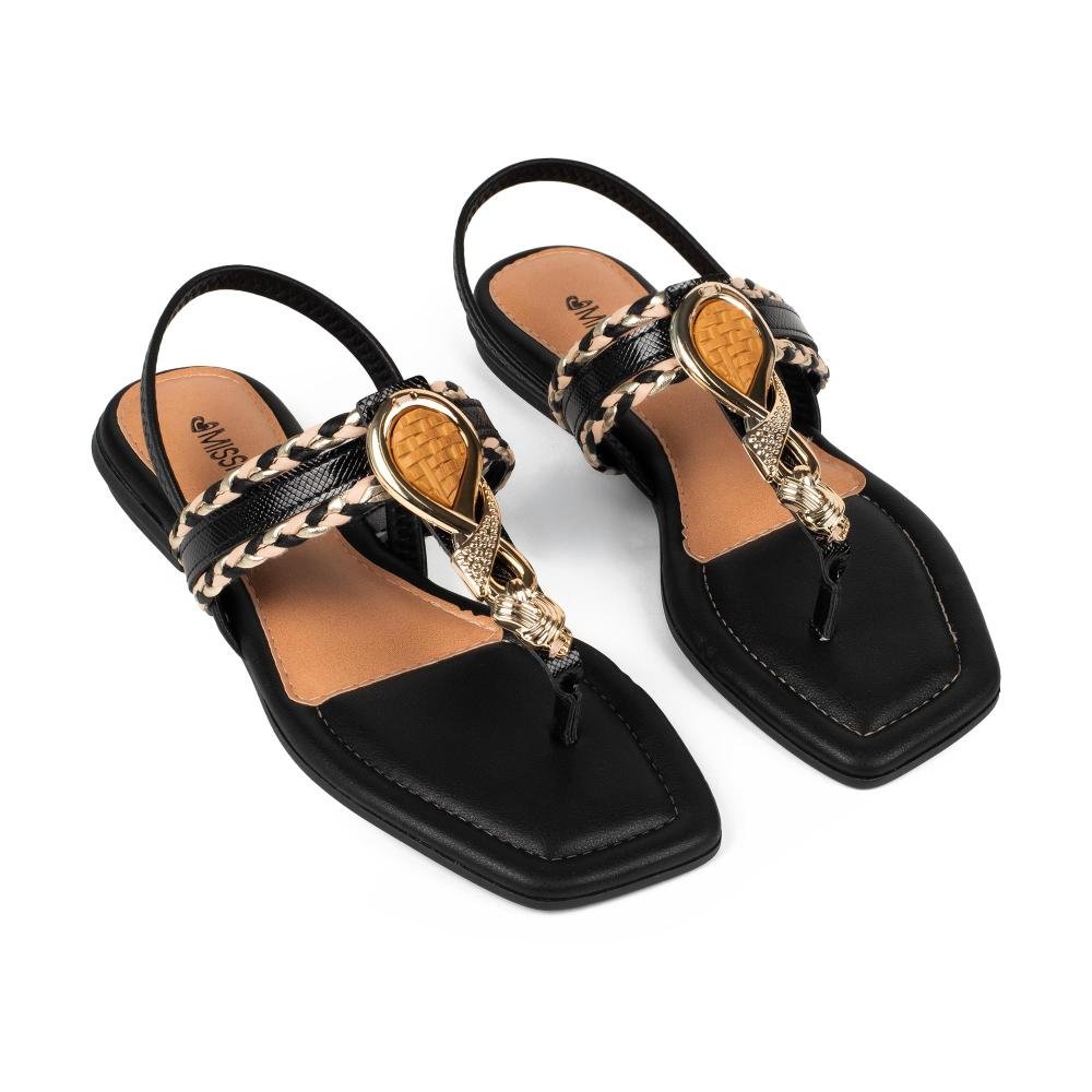 Sandália Mississipi Rasteira Feminina J2942 Preto 6