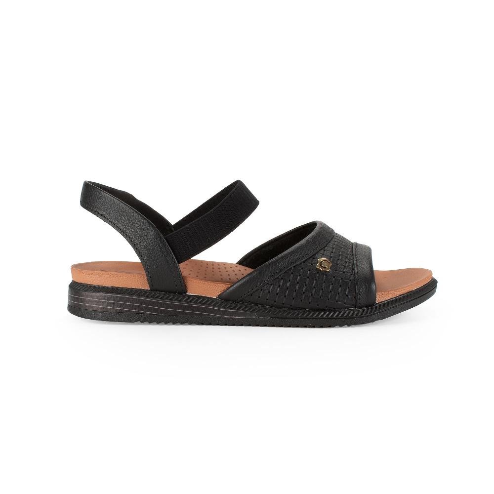 Sandália Campesí Em Couro Flatform Feminina CE652 Preto 2