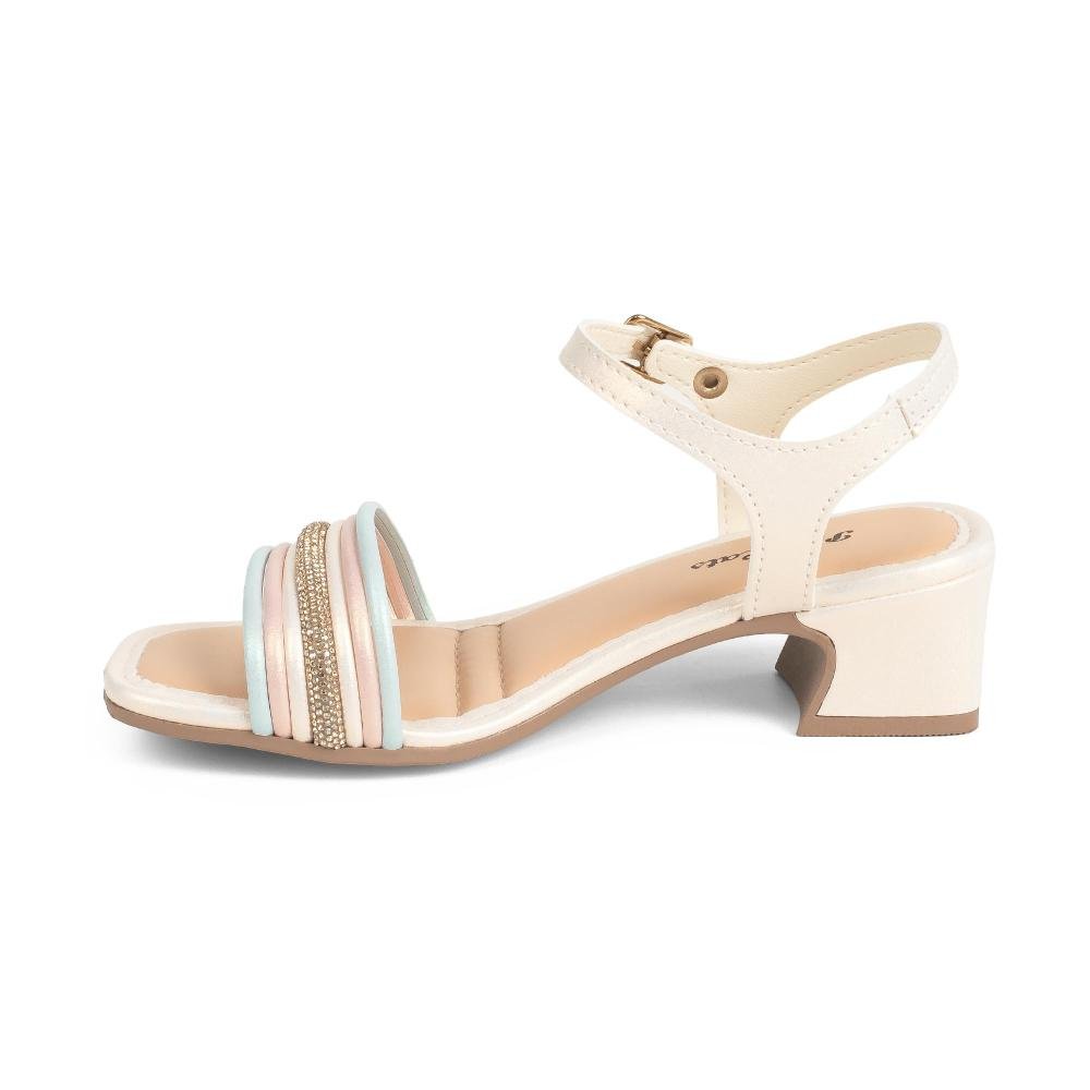 Sandália Pink Cats Infantil de Salto Bloco V6601 Off White 3