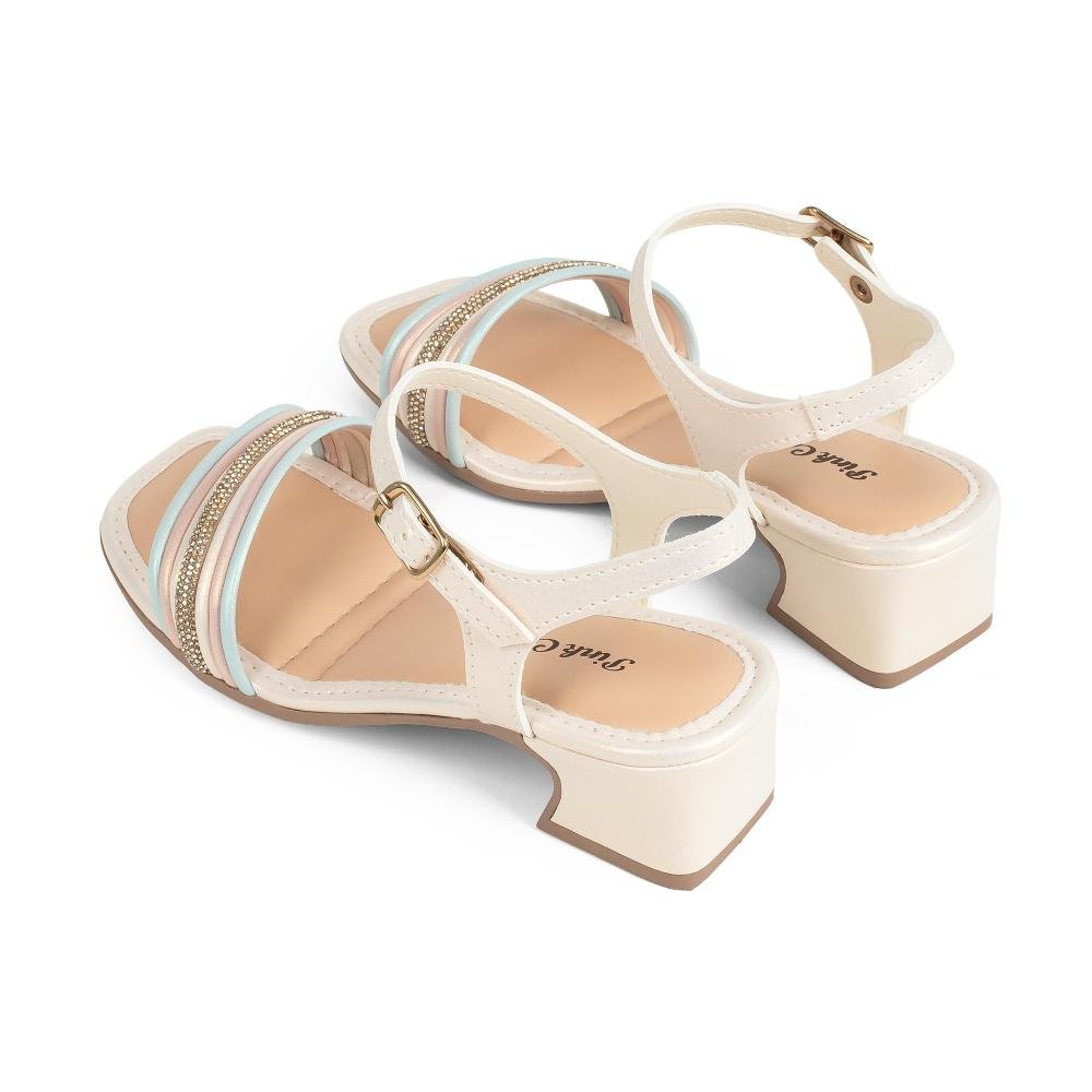 Sandália Pink Cats Infantil de Salto Bloco V6601 Off White 6