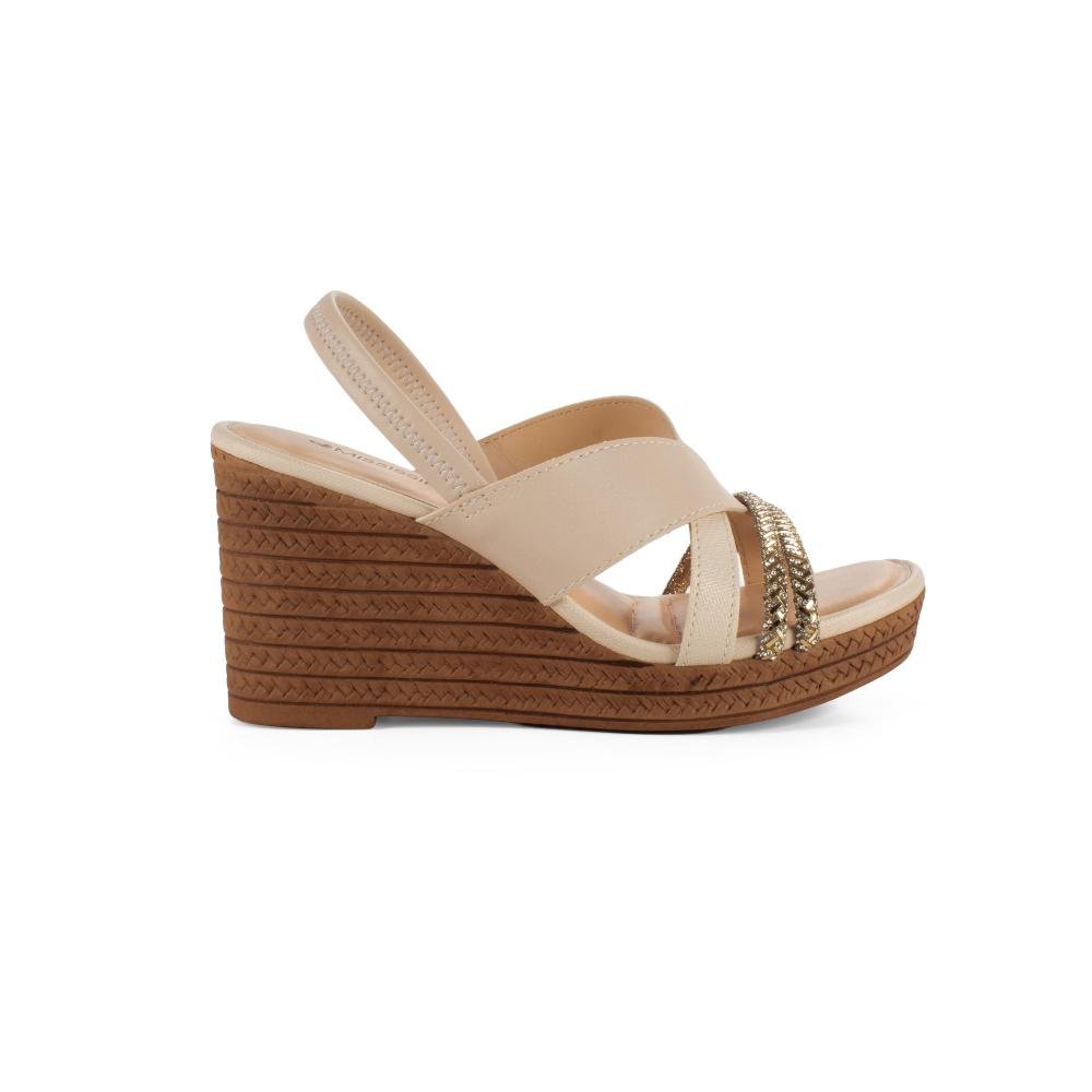 Sandália Mississipi Anabela Feminina J2582 Bege 3