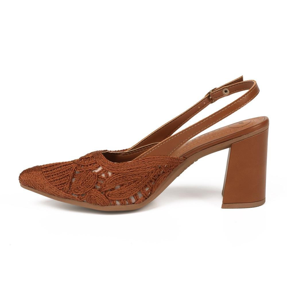 Scarpin Tanara de Salto Bloco Feminino T9525 Caramelo 4