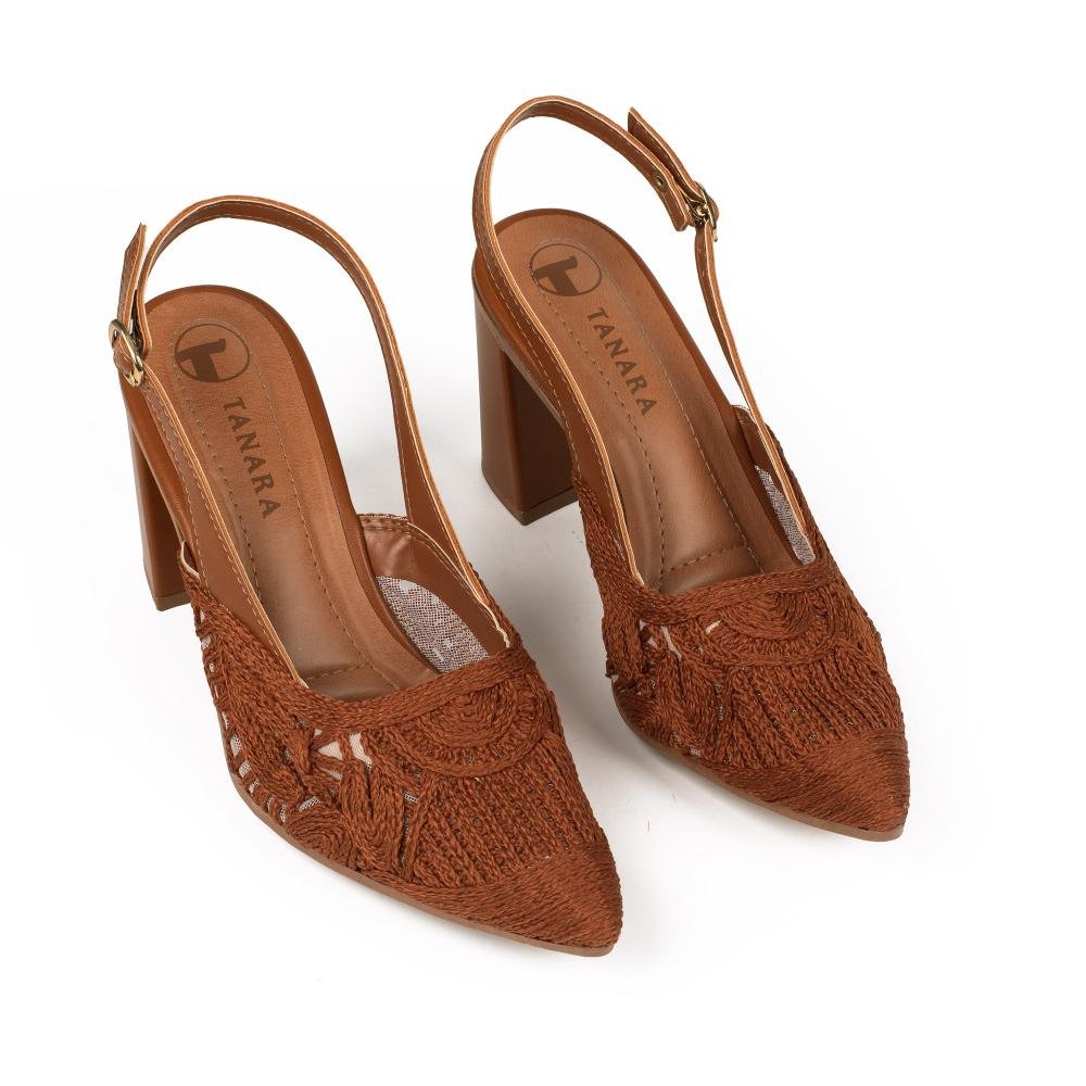 Scarpin Tanara de Salto Bloco Feminino T9525 Caramelo 6