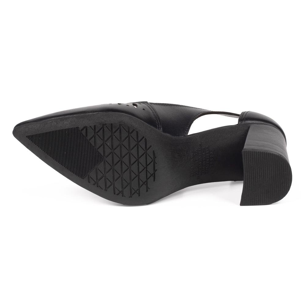 Scarpin Tanara Em Couro de Salto Bloco Feminino T9524 Preto 5