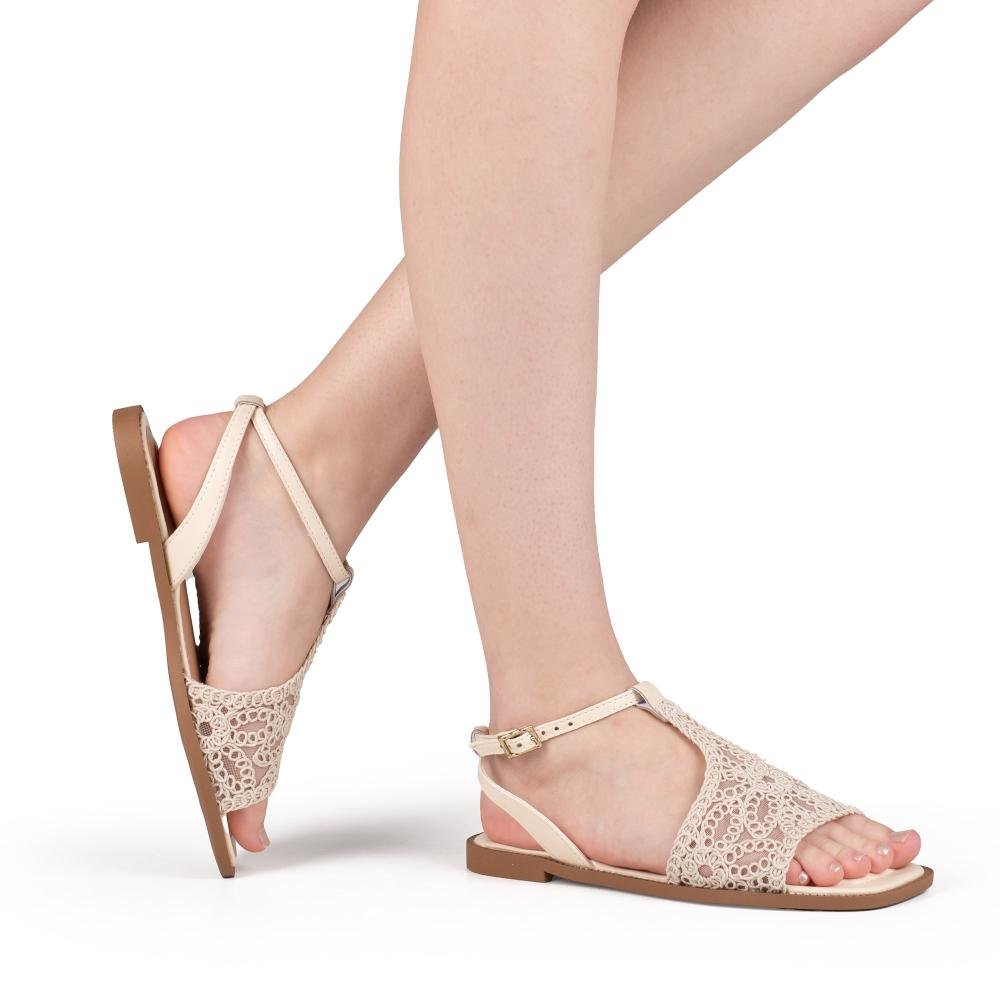 Sandália Tanara Rasteira Feminina T9671 Off White 2